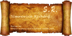 Simonovics Richárd névjegykártya
